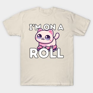 On a Roll- Rollerblading Cat T-Shirt